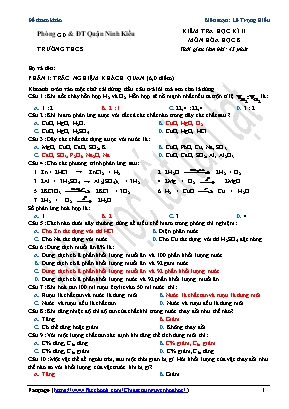Đề kiểm tra học kỳ II môn Hóa học Lớp 8 - Phòng GD & ĐT Quận Ninh Kiều - Lê Trọng Hiếu